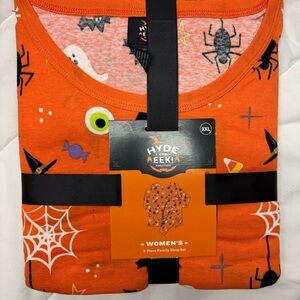 Hyde & Eek! Woman’s Orange Halloween Pajama Set size XXl pants and long shirt